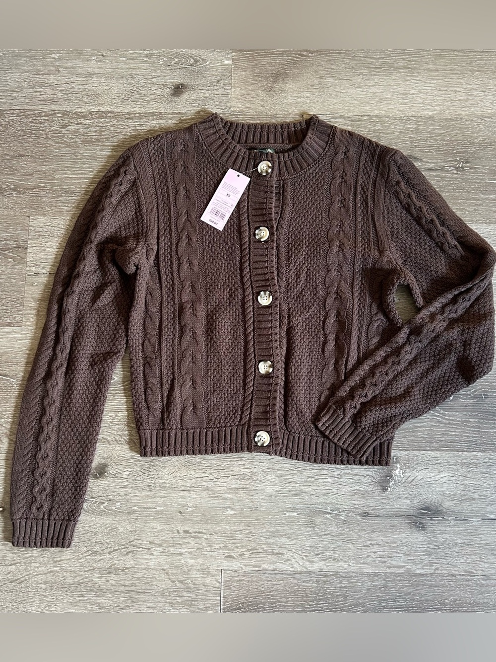 NWT XS Brown Wild Fable Button Down Chunky Knit Sweater